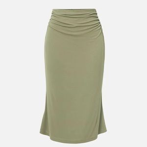 OGL ruched side mermaid midi skirt olive small s